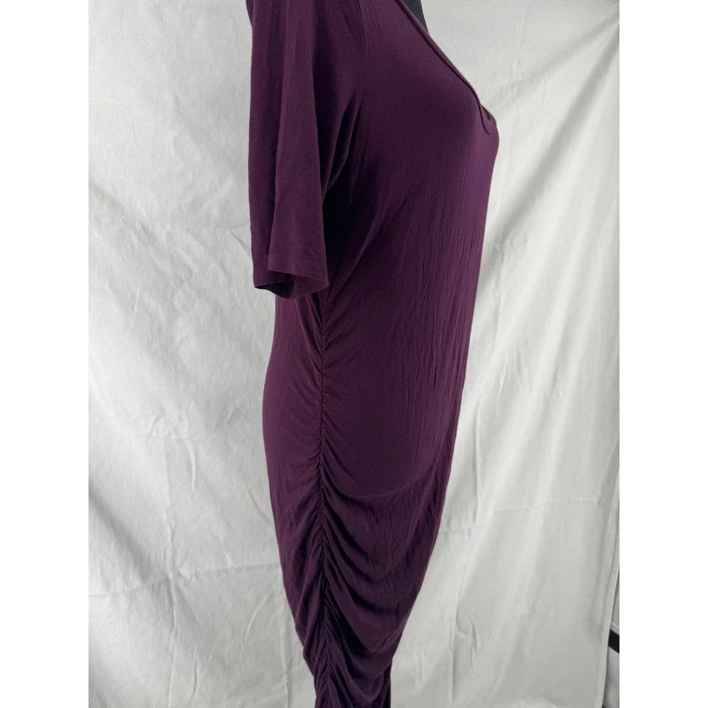 Motherhood Maternity Plum Purple Ruched Side Bodycon‎ Midi Dress Large 96514